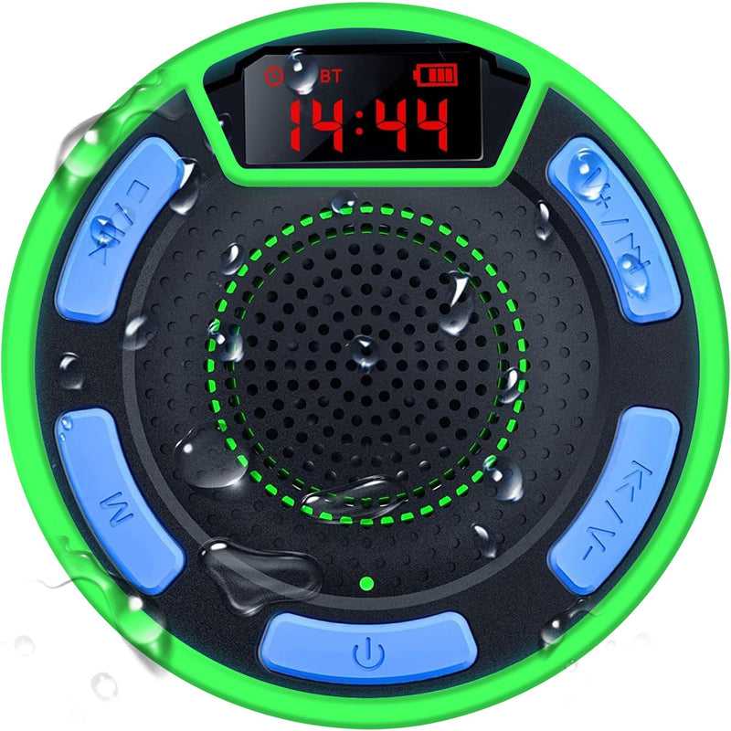[AUSTRALIA] - Bluetooth Speakers, DuoTen IPX7 Waterproof Wireless Portable Bluetooth Speakers w/LED Display, FM Radio, Suction Cup, Light Show, Loud Stereo Sound and Bass for Shower, Pool, Party, Travel, Outdoors 