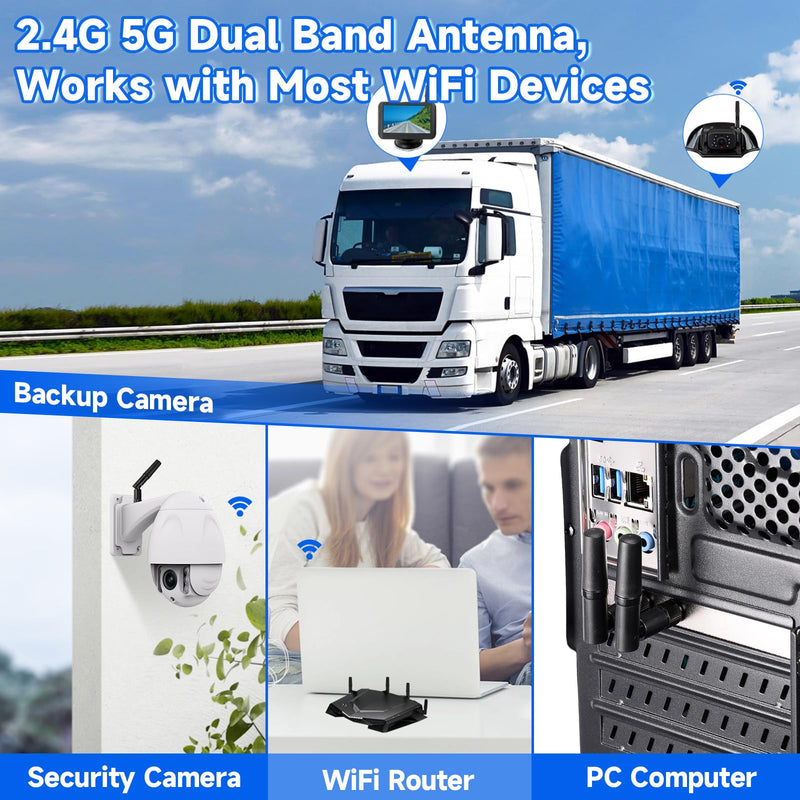 Eightwood Small WiFi Antenna Dual Band 2.4GHz 5GHz RP-SMA Antenna (2-Pack) | WiFi Antennas for PC Desktop Motherboard, PCIe WiFi Bluetooth Card, Wireless Router, Back Up Camera 2-pack antenna