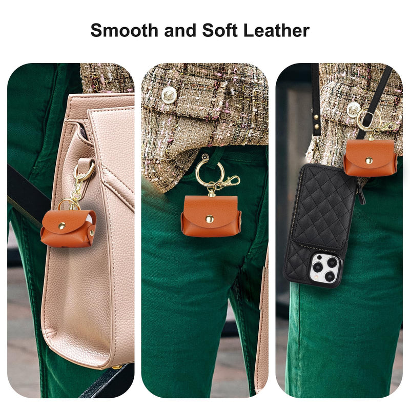 Bocasal A Stylish Crossbody Wallet Case for iPhone 13 Pro + A Slim Leather Case for AirPods Pro