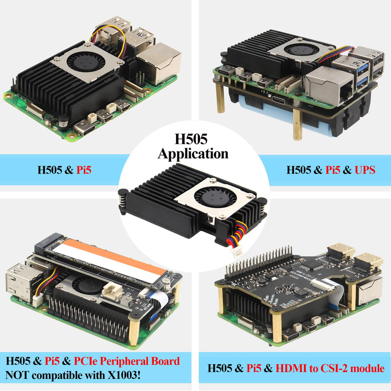 Geekworm H505 Active Cooler Fan for Raspberry Pi 5, Aluminium Heatsink with Blower PWM Fan
