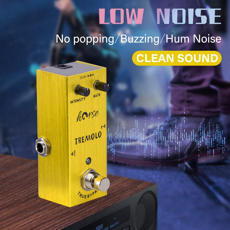 [AUSTRALIA] - Tremolo Pedal, Horse Electric Guitar Effects Pedals Mini Single Type DC 9V True Bypass (Yellow) Yellow 