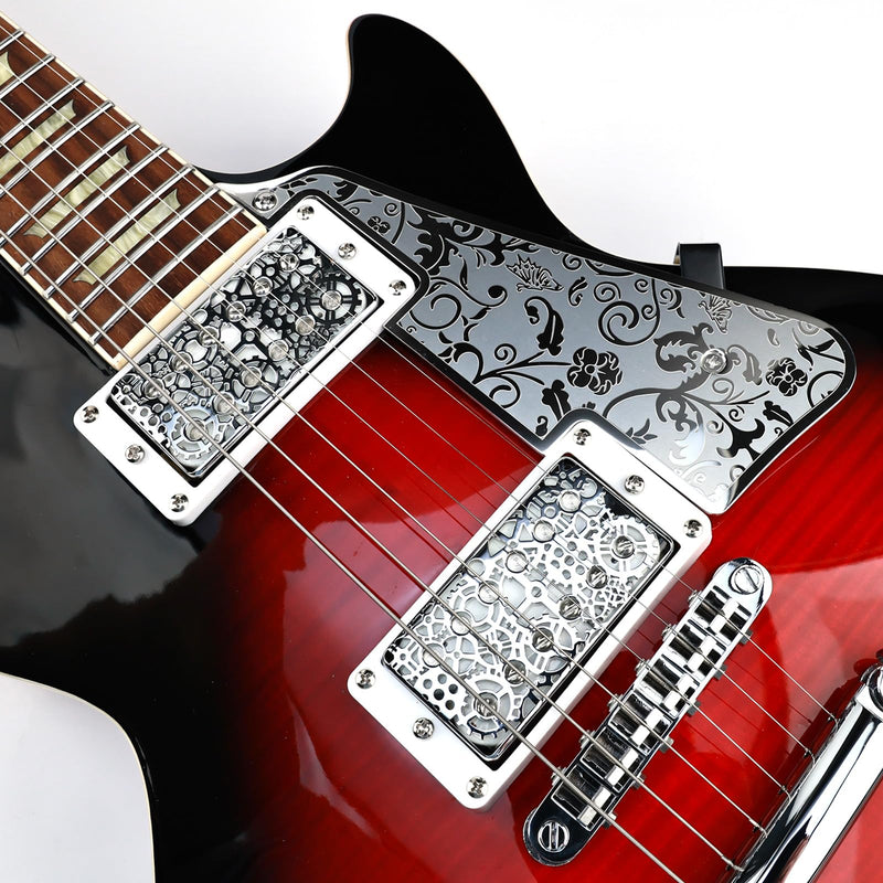 [AUSTRALIA] - Stainless Steel LP Pick Guard Scratch Plate 2-Hole Mount Engraved Metal Electric Guitar Pickguard Compatible with Epiphone Epi Les Paul Style Guitar Replacement Parts(Chrome) Chrome 