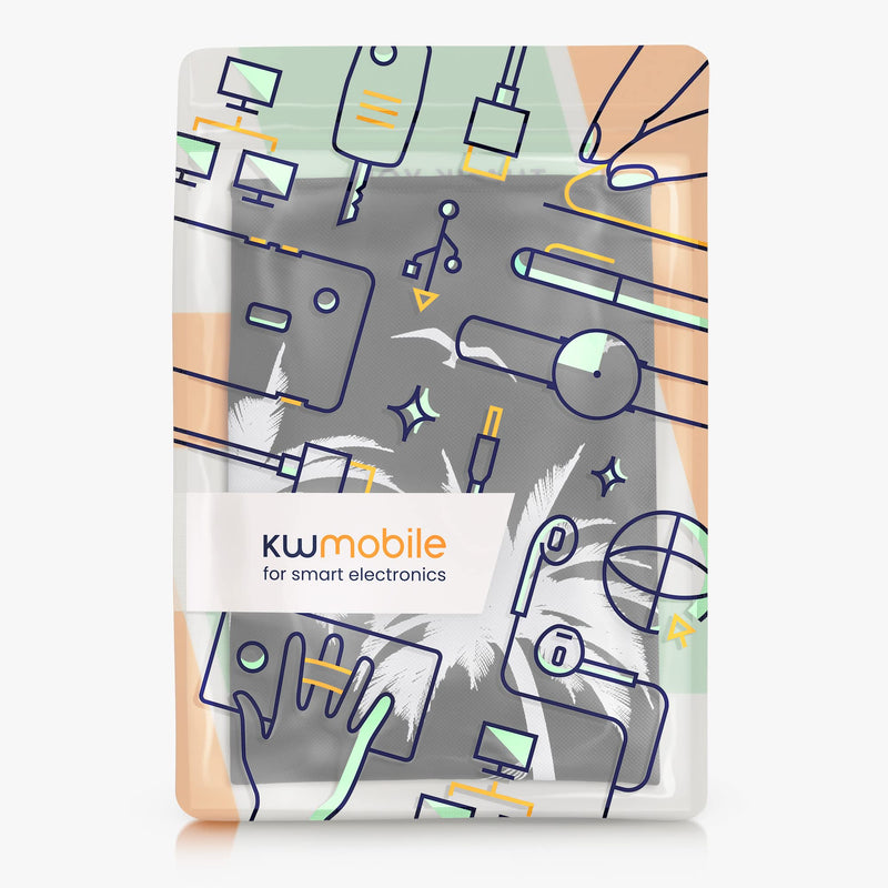 kwmobile Computer Monitor Cover Compatible with 27-28" Monitor - Tropical Island White/Black Tropical Island 02-01