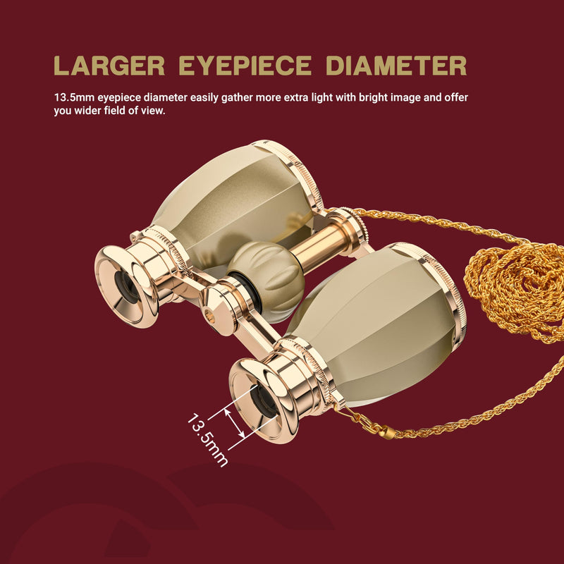 [AUSTRALIA] - ESSLNB Opera Glasses Binoculars for Women Adults 4X30mm Theater Glasses Compact Binoculars for Theater and Concerts Antique Binoculars with Case Removable Chain (Gold) Gold 