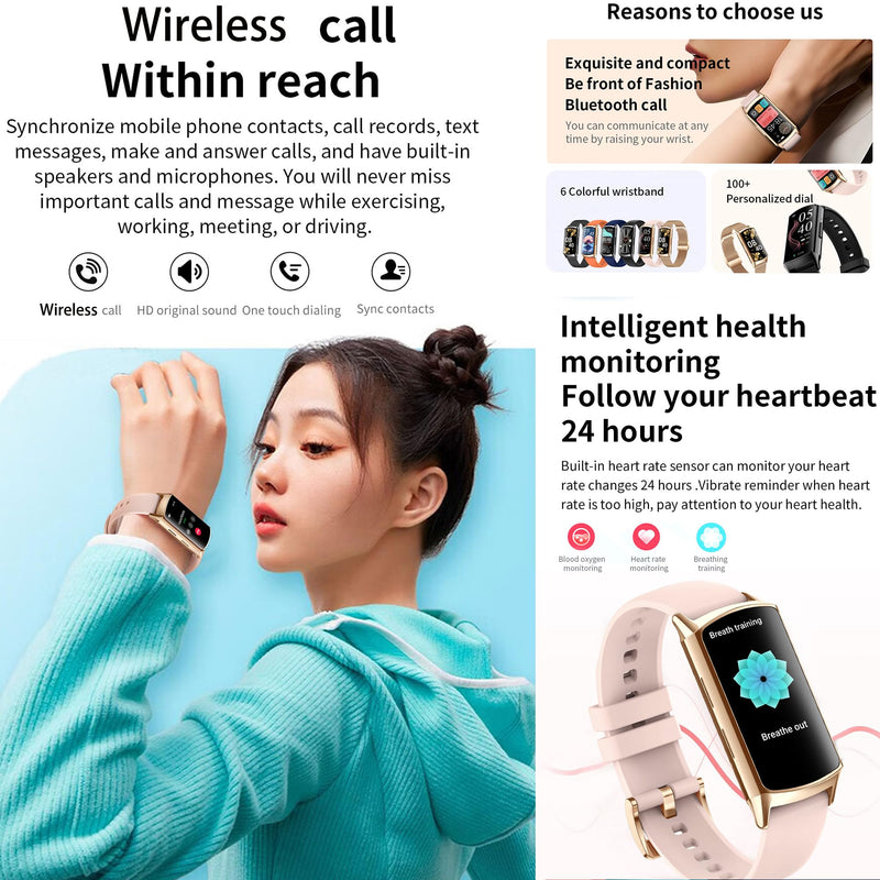 ZPIMY 1.58” AMOLED Smart Watch for Women (Make/Answer Call), 5ATM Waterproof Mens Smartwatch, Fitness Tracker Smartwatch for Android iPhones, Digital Watches Step Counter, 2 Straps (Gold) Gold