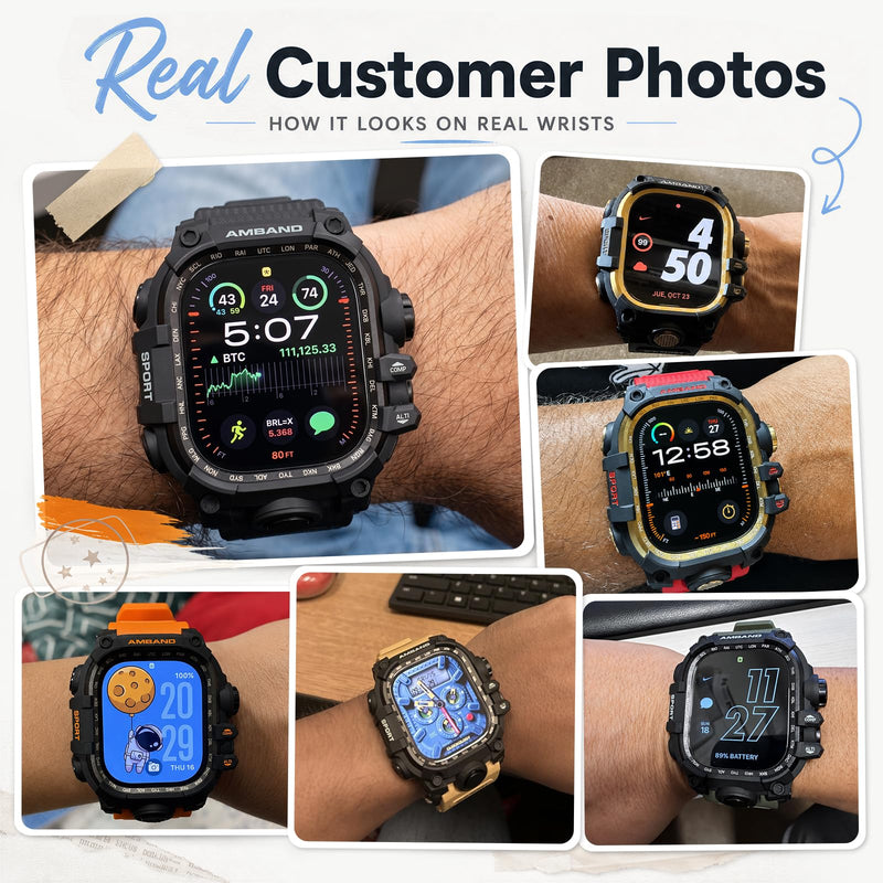 amBand Bands Case Screen Protector Compatible with Apple Watch Ultra 3/2/1 49mm for Men, M3 Rugged Protective Case with Band and 9H Tempered Glass for iWatch Ultra 49mm Men Red 49mm - Ultra 3/Ultra 2/Ultra