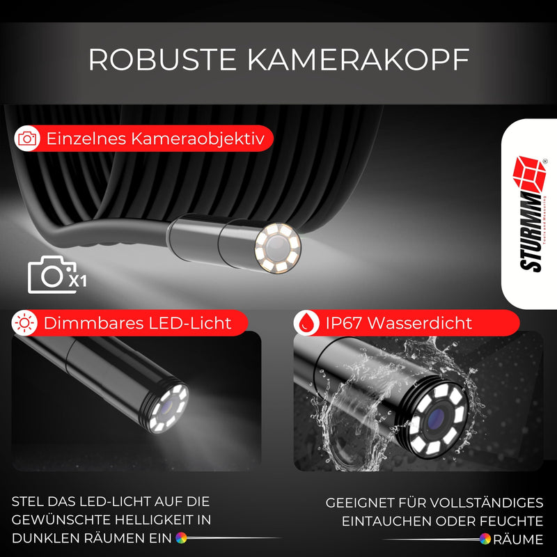 Industrial Endoscope with Single Camera, 5 Meter Cable and 4.3 Inch LCD Display