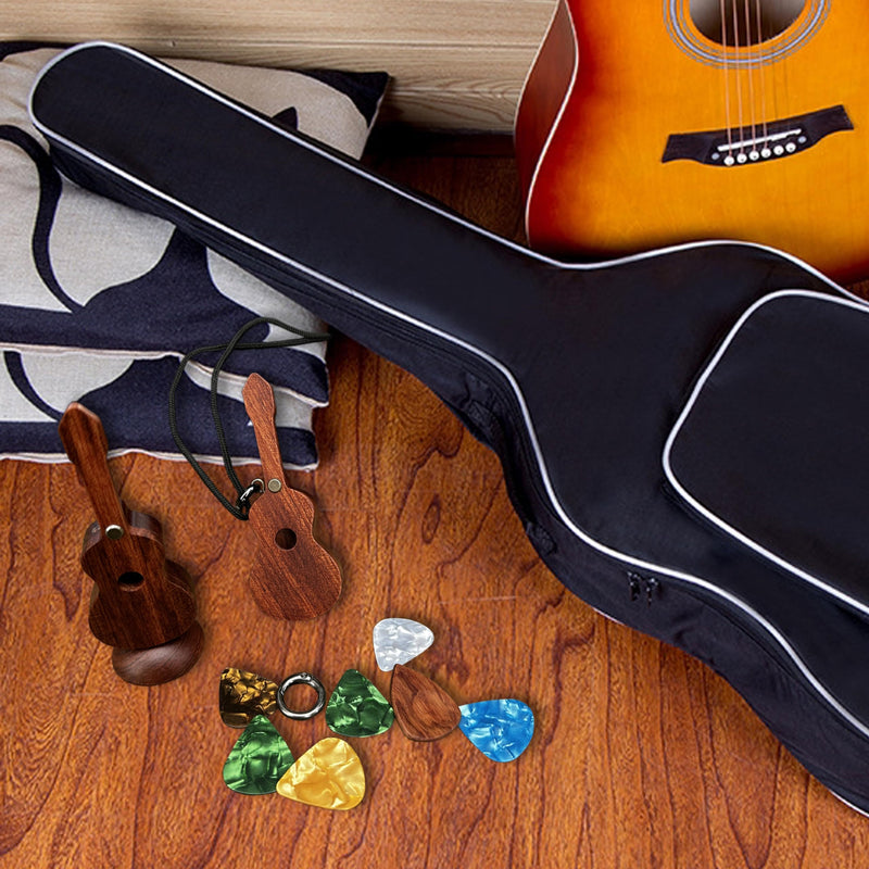 Guitar Pick Holder with Guitar Picks Guitar Keychain Wooden Home Decor Statues car mirror decor hanging Guitar gifts Music gifts car gifts