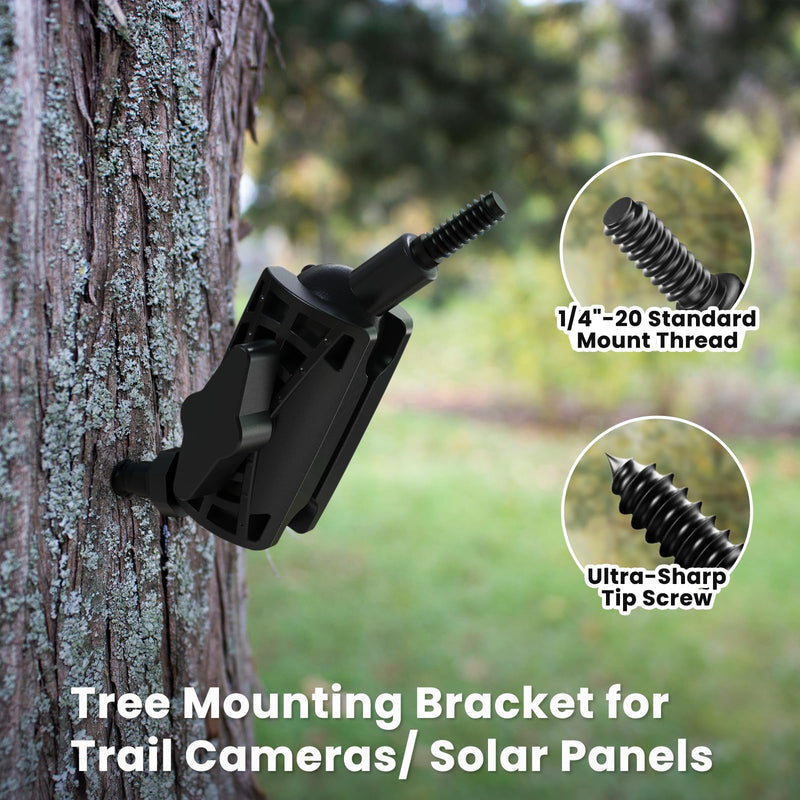 Adjustable Trail Camera Tree Mount: Game Camera Outdoor Mounting Bracket Holder with Double 360° Swivel Tilt Ball Joints, 1 Pack