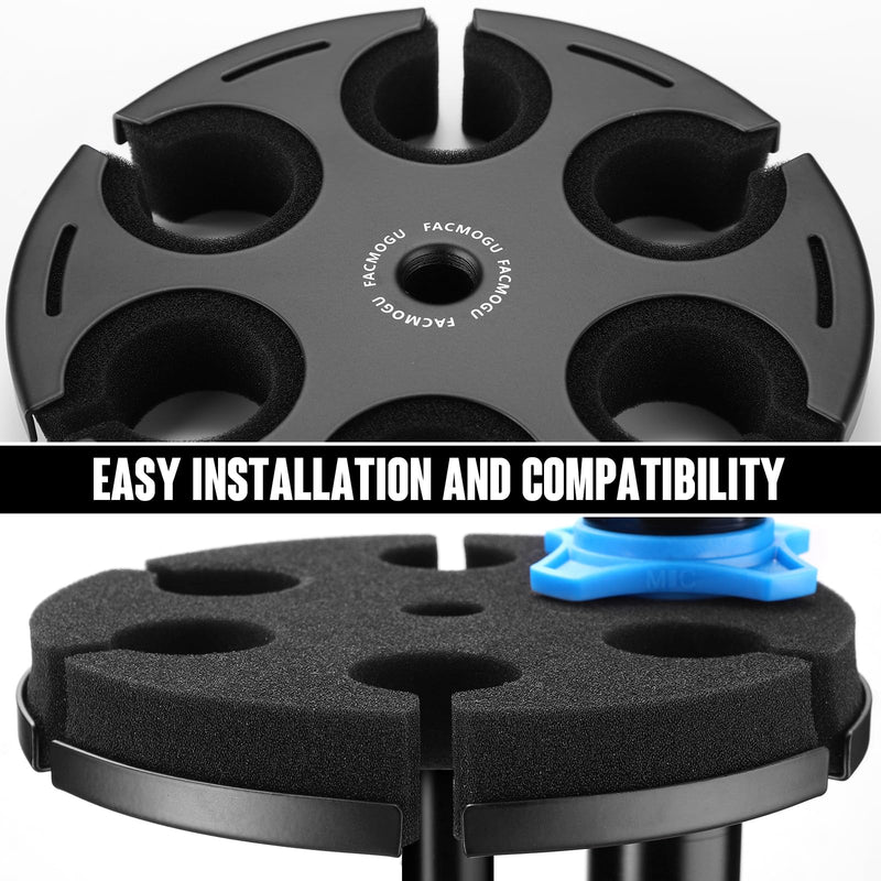 [AUSTRALIA] - Facmogu Multi Microphone Holder, Aluminum Multi Mic Holder Holds Up to 6 Mics for Organizer & Display, Wired and Wireless Mic Holder w/ 3/8"-16 Threaded Adapter for Stand (Holder Only) 