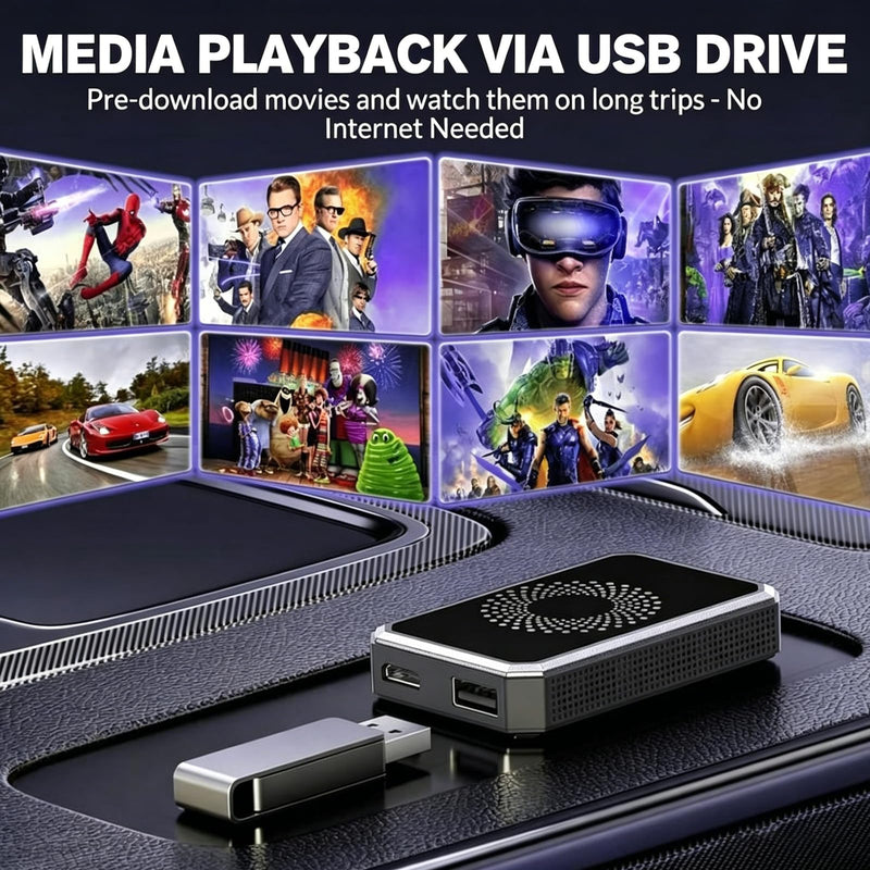 3-in-1 Wireless CarPlay & Android Auto Adapter Magic Video Box Stream for Netflix YouTube TikTok with USB Drive Plug Play for Wired CarPlay Android Auto Cars