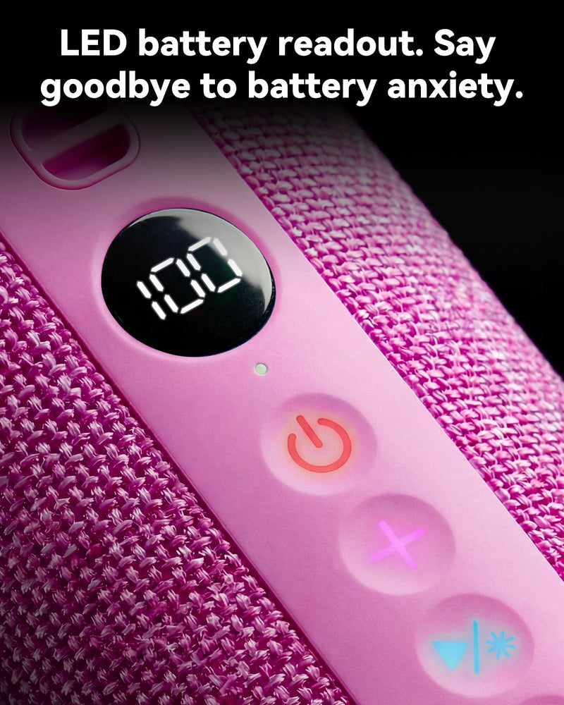 BassBloom Roar 3 Portable Bluetooth Speaker,20W Powerful Sound with JIKE Bass,IPX6 Waterproof,24H Playtime,Bluetooth 5.4,RGB Lights,Wireless TWS Pairing,Outdoor for Camping and Beach (Pink)