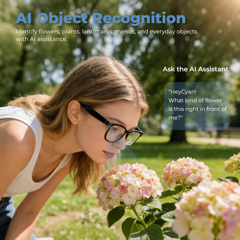 AI Smart Glasses with Camera, 8MP Photo & 4K Video, Real-Time Translation in 140+ Languages, Voice Assistant, Object Recognition, Bluetooth/WiFi, Blue Light Glasses for Travel, Meetings, Vlogging