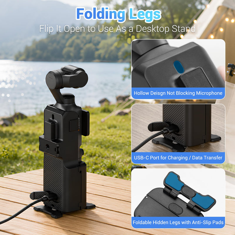 JJC Pocket 4 Multifunctional Case with 4Pcs Filter Kit Set for DJI Osmo Pocket 4 3 / Xtra Muse, CPL / NDV2-32 / Black Mist 1/4 / Wide-Angle Lens, Table Mount Dual Direction Plate & 1/4-20 Hole