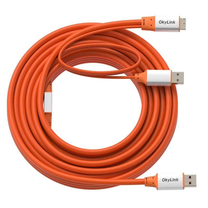 OkyLink Active USB 3.2 Gen 2 A to Micro-B Cable Male to Male 10Gbps, 32ft | 10m Active, for Long-Distance External Storage & Industrial Hard Drive Connection Orange USB3.2 32ft (10m)