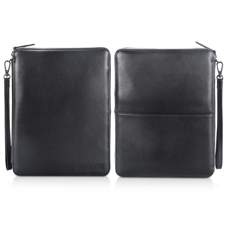 Polare Full Grain Leather Travel Cable Organizer Case Electronics Accessories Carry Bag with YKK Zippers Tech Storage Bag for Cables, Power Bank, USB, SD Card, Travel Essentials Black