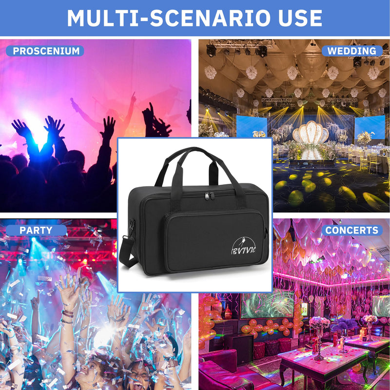 4 Par Spotlight Bag 5/16'' Padded Stage Lighting Storage Bag with Dividers, Handle, Straps, Black 4 Par Lights Bag