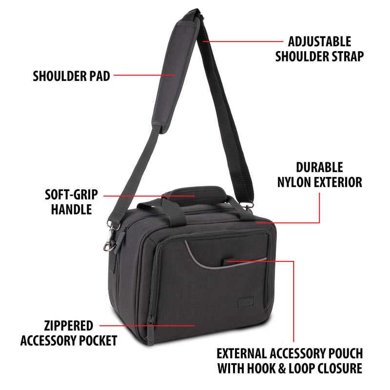 [AUSTRALIA] - USA Gear Compact Audio DJ Mixer Case - Mixer Bag with Custom Storage for Cables & Microphones Compatible with Behringer Xenyx 802, 502, 1002, Q802USB & More - Scratch & Water Resistant (Black) Black 