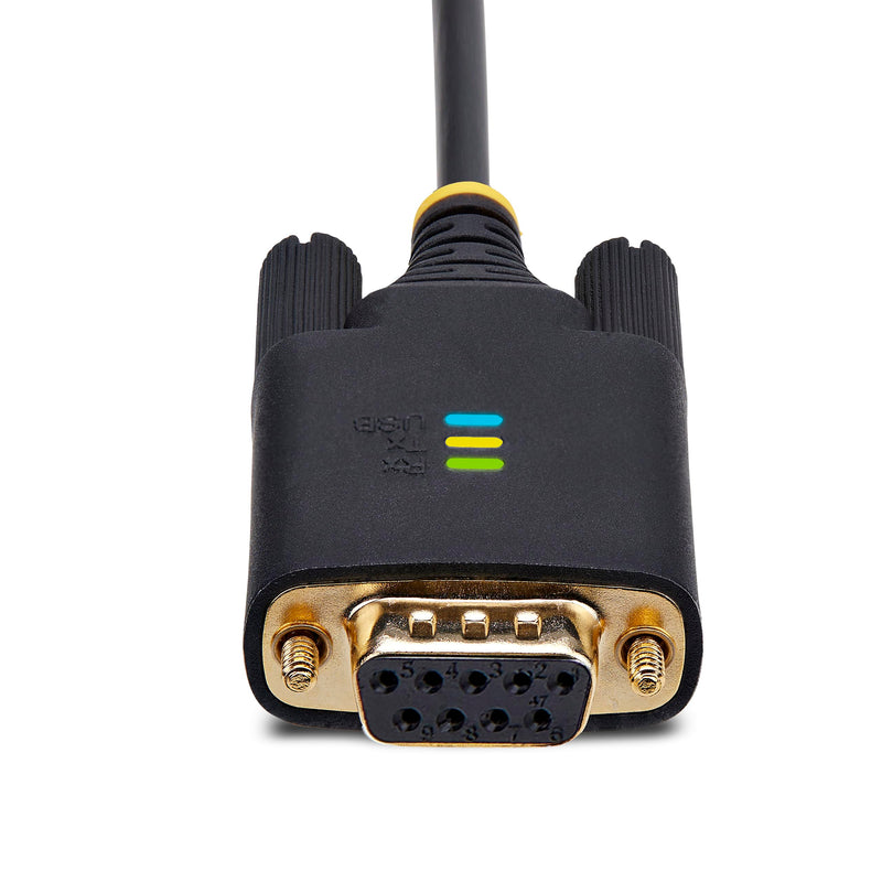 StarTech 6ft USB to Null Modem Serial Adapter Cable (1P6FFCN-USB-SERIAL) | USB-A to RS232, Changeable DB9 Screws Nuts, FTDI, COM Retention, LED Indicators