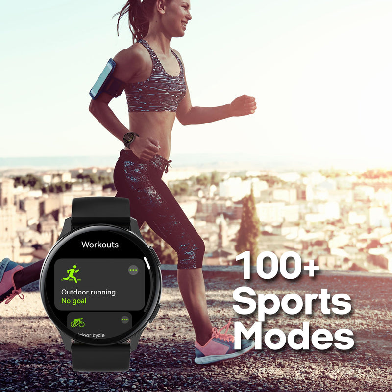 3Plus Callie Smartwatch with 1.43" Round AMOLED Display/Answer & Make Calls/Sleep Monitoring/Heart Rate/IP68 Waterproof/100+ Workout Modes/Quick Reply/iOS and Android