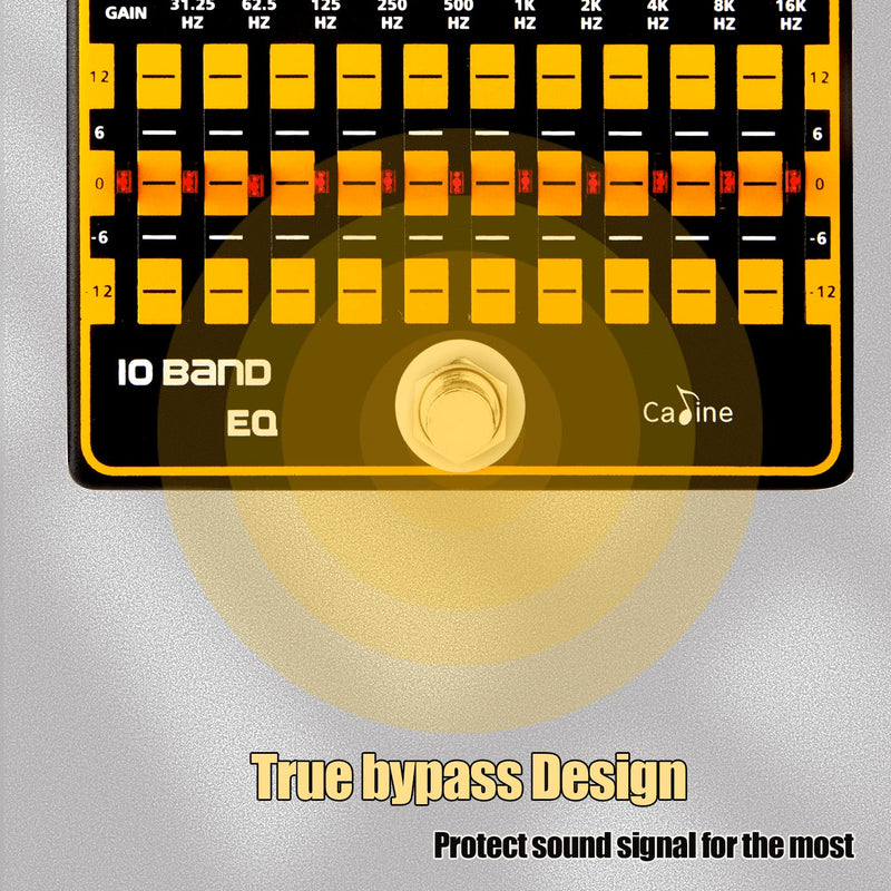 Caline Guitar EQ Pedal 10 Band EQ Graphic Equalizer Effect Pedal for 4-string/ 5-string / 6-string/ 7-string Guitars True Bypass CP-24 (31.25Hz to 16kHz) 10 Band EQ-Guitar