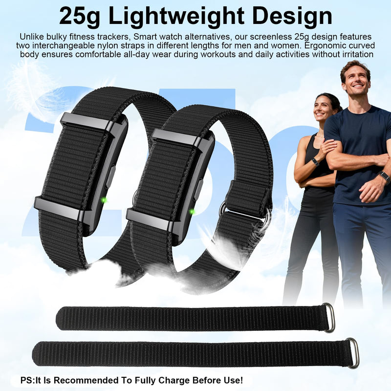 Smart Bracelet Fitness Trackers for Men Women, Smart Watch 24/7 Heart Rate Sleep Stress HRV Monitor, 170+ Sports Modes, 2 Bands, Free APP Black