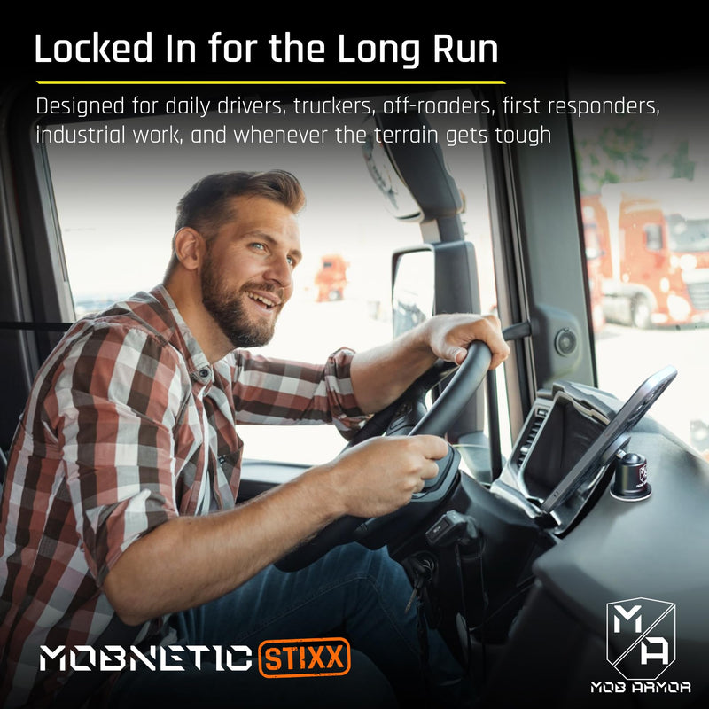 Mob Armor MobNetic Stixx - Phone Holder for Your Car, Magnetic Phone Mount for Trucks, Jeeps, and More - 90º Tilt & 360º Rotation, Compatible with iPhone & Android Smartphones
