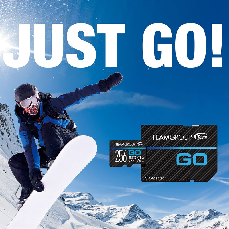 TEAMGROUP GO Card 512GB Micro SDXC UHS-I U3 V30 4K, R/W up to 100/90 MB/s for GoPro & Action Cameras High Speed Flash Memory Card with Adapter for Outdoor, Sports, 4K Shooting TGUSDX512GU303