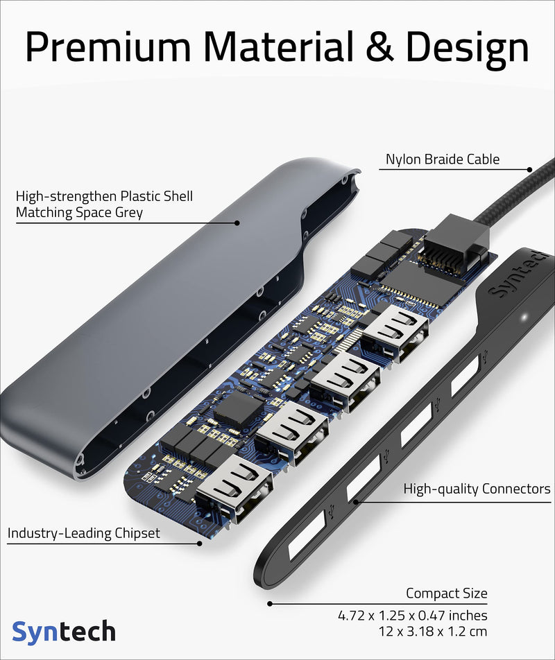 USB C to USB Hub 4 Ports, Syntech Type C to USB 3.0 Hub with a USB C to USB Adapter (USB 2.0), Thunderbolt 3 to USB Hub Compatible with Thunderbolt 4 MacBook Pro, iPad Pro, iMac, Surface 0.5ft