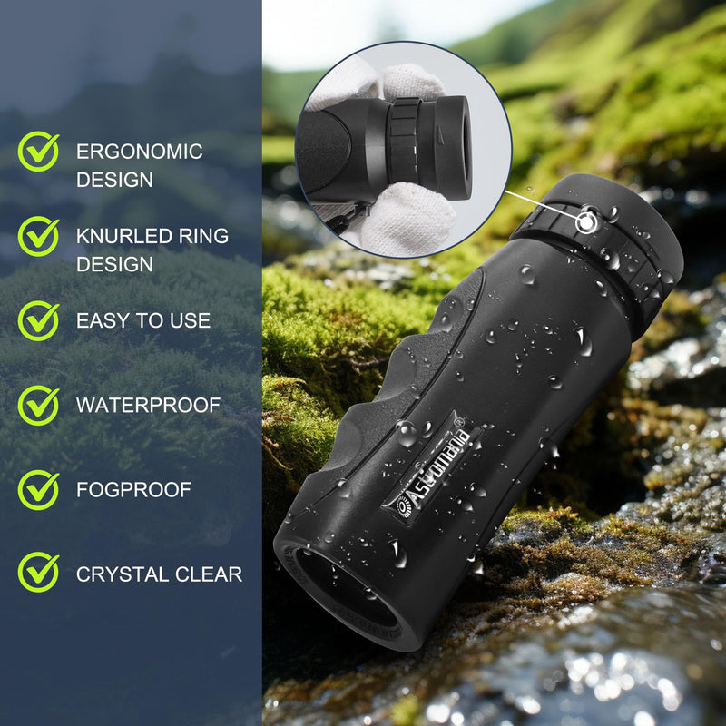 Astromania Upgraded 10x25 Waterproof Compact Monocular, Smaller Size Easier to Carry Around for Bird Watching Hunting Camping Hiking Sport Game Concerts