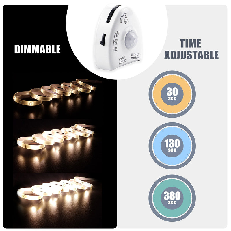 [AUSTRALIA] - Under Bed Lights Motion Sensor, Motion Activated Bed Lighting,12V Power Adapter, Dimmable LED Strip Night Light for Bedroom,Stairs,Crib,Cabinet,Warm White -2 x 5FT -Dual Kit Dual (5FT x 2) 