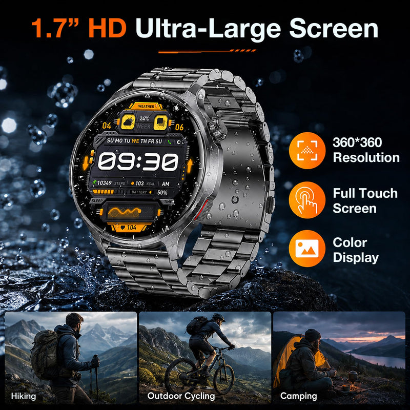 Smart Watch for Men,1000mAh Fitness Tracker 1.52" HD Smartwatch with Heart Rate SpO2 Blood Pressure Sleep Monitor, IP68 Waterproof/120+ Sports Modes, Watches for Men Compatible with Android iPhone Black