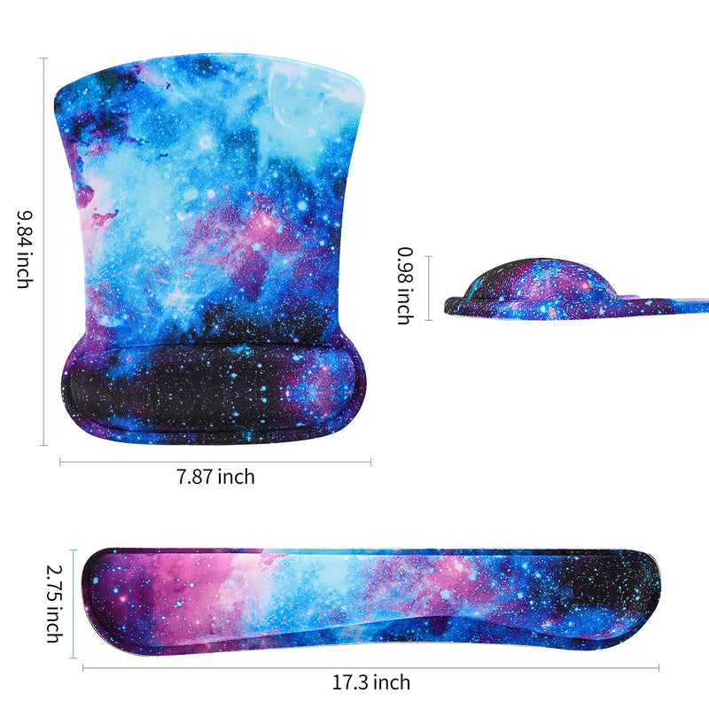 RICHEN Keyboard Wrist Rest Pad and Mouse Wrist Rest Support Mouse Pad Set,Durable & Comfortable & Lightweight for Easy Typing & Pain Relief-Ergonomic Support (Galaxy) Galaxy