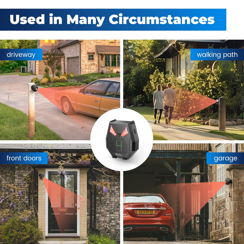Solar Wireless Driveway Alarm Alert Outside 2000ft Range, Outdoor Motion Sensor & Detector Driveway Alert System with Rechargeable Battery/Weatherproof/Mute Mode/Expandable(1 Receiver and 2 sensors)