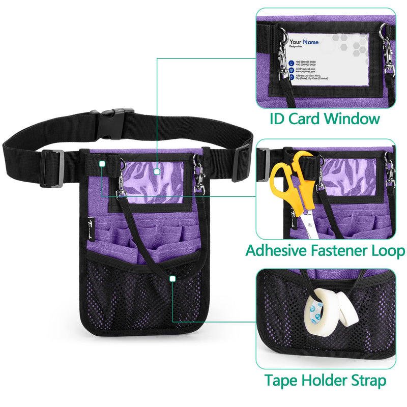 [AUSTRALIA] - Trunab Nurse Waist Pack with Multiple Pocket Pockets for Medical Accessories such as Scissors, Tape, Stethoscope, Thermometer, Nursing Bag, purple, 1 