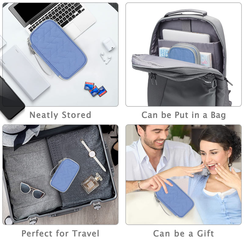 FYY Travel Cable Organizer Pouch Electronic Accessories Carry Case Portable Waterproof Double Layers All-in-One Storage Bag for Cord, Charger, Phone, Pattern Blue Small Blue-Pattern
