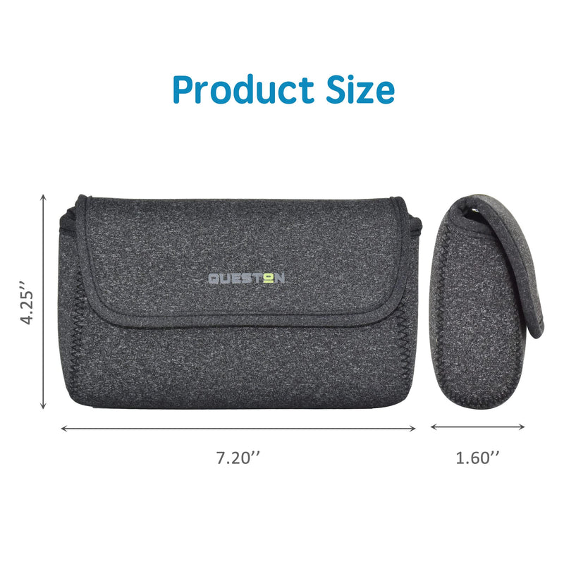 QUESTON Storage Pouch Bag Cases for Accessories MacBook Laptop Power Adapter, Wireless Mouse, iPhone Chargers, Cellphone, Power Bank, Cord, Travel Cable Electronic Organizer (Deep Gray) Medium Deep gray/blue