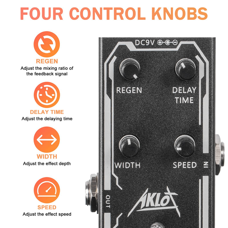 Classic Flanger Guitar Pedal, AKLOT Electric Effects Pedals Mini Single Type DC 9V True Bypass Classic Flanger