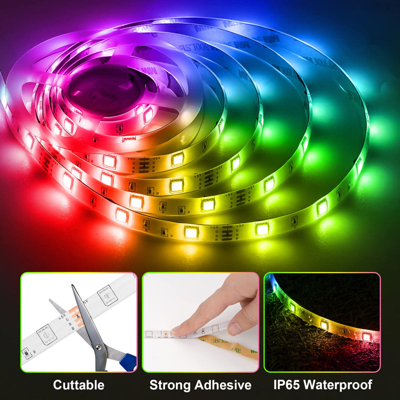 HOUHUI LED Strip Lights Kit, 2x9.8Ft RGB LED Lights Strip for 32-50in TV LED Backlight, App Control Strip Light Waterproof IP65 with Remote, Music Sync USB TV LED Light Strip for Home PC Monitor Desk