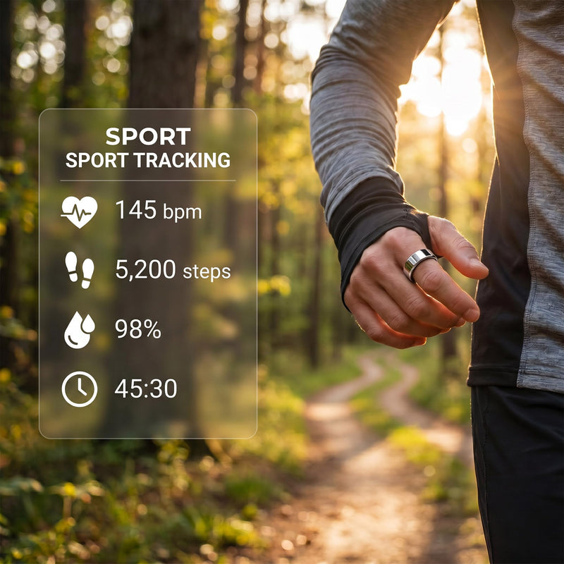 Smart Ring for Women & Men, Health Tracker & 5ATM. (Silver, 9#) | No Subscription Fee，Heart Rate, Blood Oxygen,Blood Pressure, Sleep Heart Rate Tracker for iOS & Android