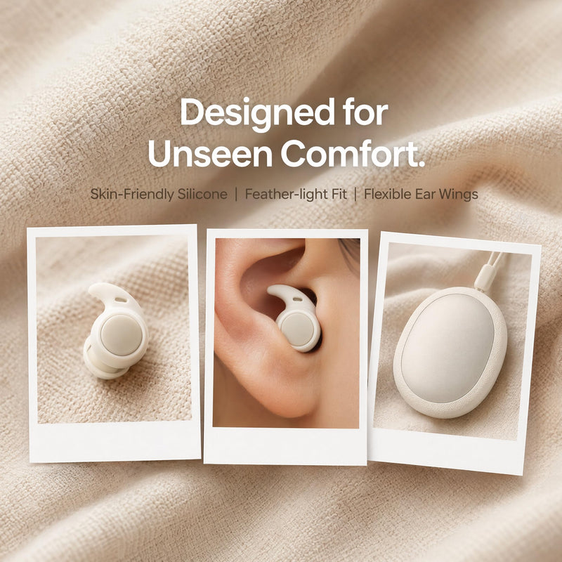 NE76 Sleep Earbuds Bluetooth 5.4 in Ear, AI Translation Headphones Real Time 150 Languages, Waterproof Mini Sleep Headphones Small Design for Side Sleepers for Travel Education Business Meeting Beige