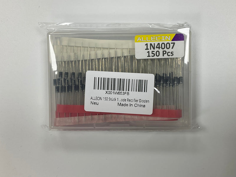 150Pcs 1N4007 IN4007 Rectifier Diode 1A 1000V 4007 Doorbell Diodes 1 Ampere 1000 Volt Dioden DO-41 Package