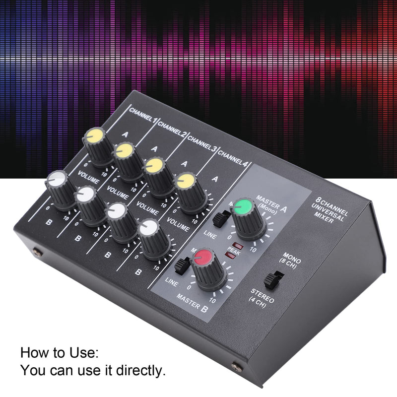 Professional 8 Channel Audio Mixer Board with XLR Inputs - Professional-grade Sound Mixing Console for Recording Studio, Live Performance, Home Studio - High-Quality Low Noise Mixing for Studio Use