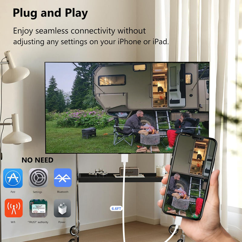 [AUSTRALIA] - Lightning to HDMI Cable for iPhone Digital AV Adapter 1080P HD Video Sync Screen Connector iPhone to HDMI for TV Projector Monitor 
