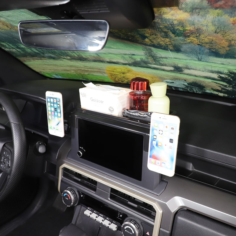 TOYCIDFG Dashboard Storage Tray Behind Screen with Magnetic Phone Holders Compatible with Toyota Tacoma 2024 2025 2026 8inch Touchscreen Version, Car Dash Organizer Accessories