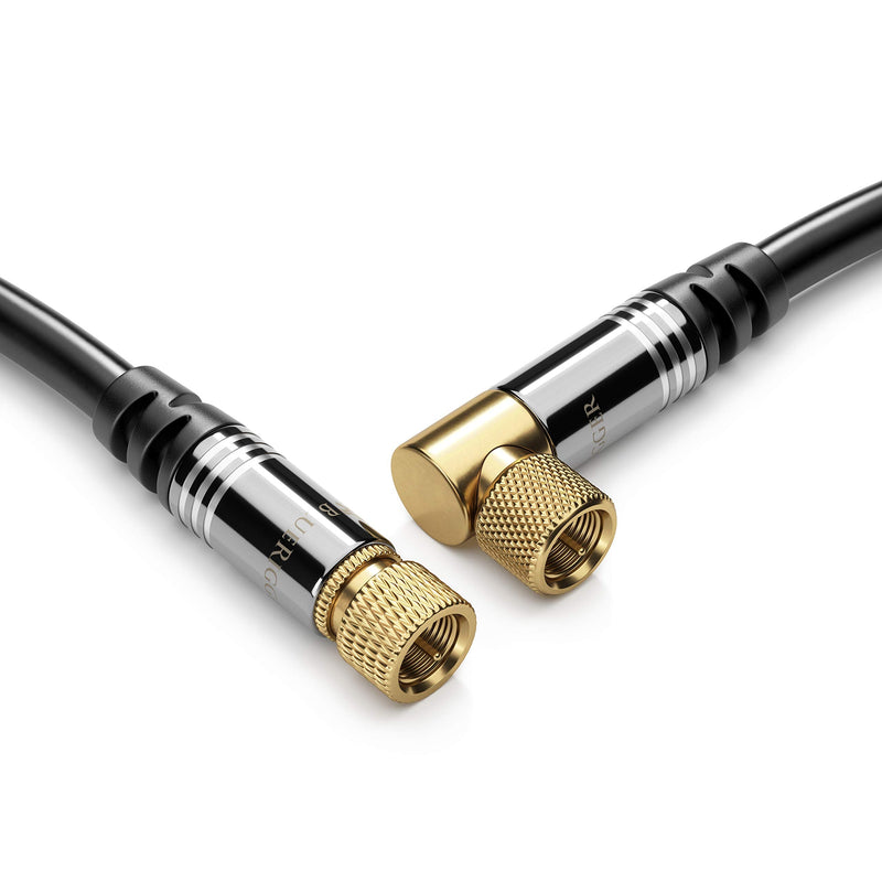BlueRigger RG6 Digital Coaxial Audio Video Cable (6FT, 90° Angled to Straight Male F Type Connector, Triple Shielded) – Coax Cable for HDTV, CATV, DVB-T2/C/S, Cable Modem, Radio, Satellite Receivers 6FT Coaxial Cable