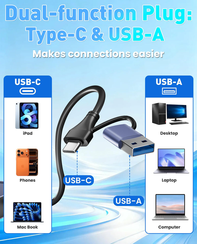 XQD Card Reader - 2 in 1 XQD SD Memory Card Adapter with USB-C/USB-A, 5Gbps Aluminum XQD Reader for iPhone 17/16/15, Windows/MacOS/Android, Sony G/M Series, Lexar 2933x/1400x, XQD and SD Card Reader