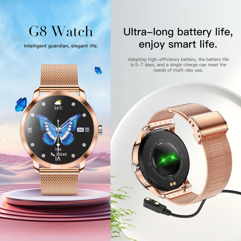 Smart Watch (Answer/Make Calls) for Women, 1.27" AMOLED Smartwatch for Android iPhone, Activity Tracker with Blood Pressure Heart Rate Sleep SpO2 Monitor, 100+ Sports IP68 Fitness Tracker (Pink) Pink