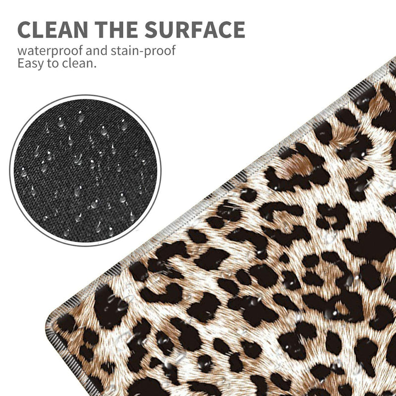 Desk Mat Gaming Mouse pad for Laptop, Leopard Fur Customized Design Printed Desk pad, Home Office Accessories, with Sunflower Coasters and Cute Stickers