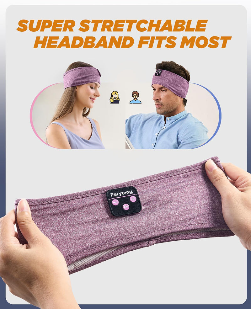 [AUSTRALIA] - Sleep Headphones Bluetooth Headband, Headband Headphones for Sleeping, Running, Yoga, Fitness, Travel, Meditation, Headphones Suitable for Side Sleepers, Gift for Men Women, Tech Gadgets 2024 CrystalPurple 